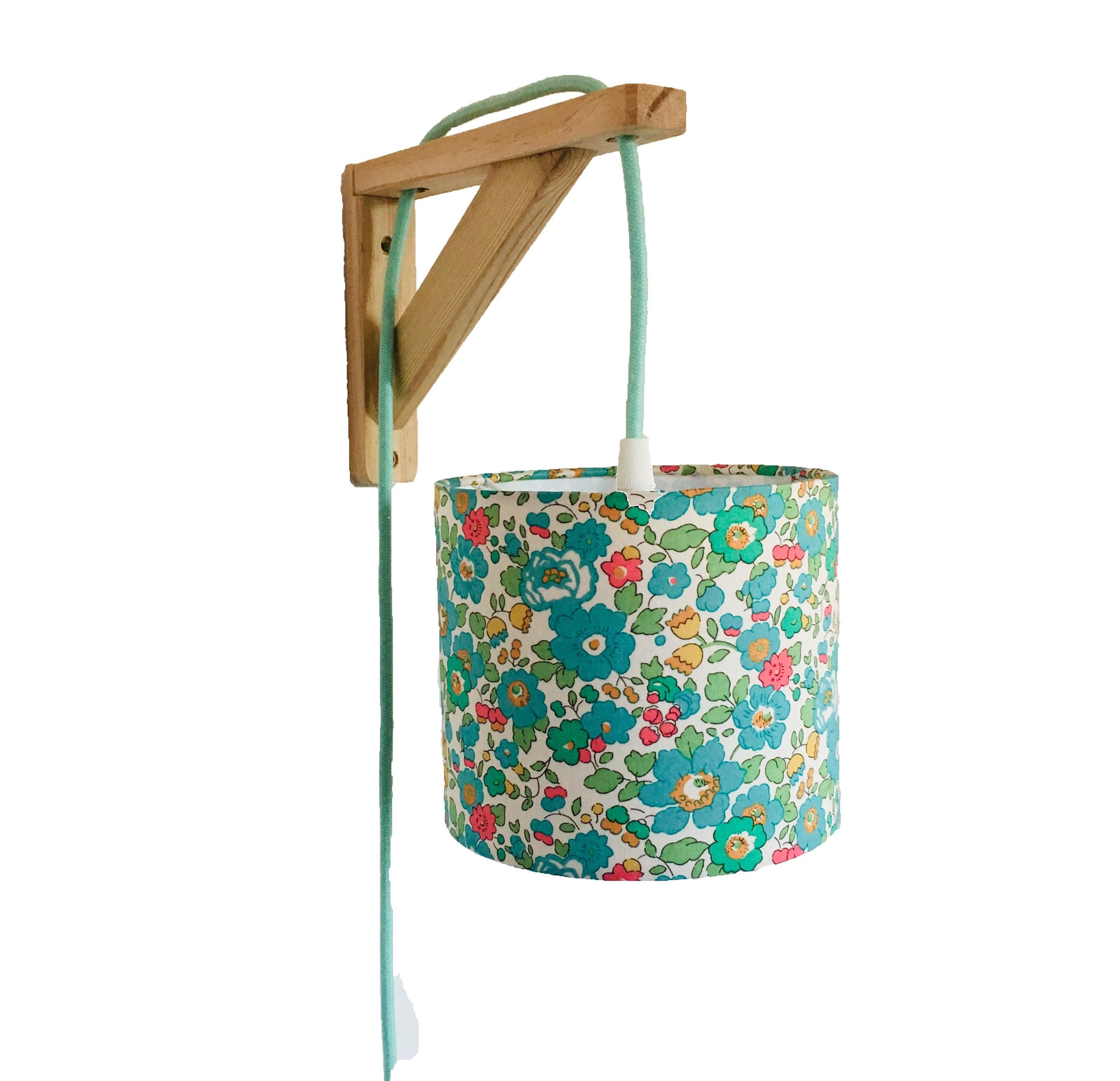 Lampe Équerre avec Le Tissu Liberty Betsy Menthe