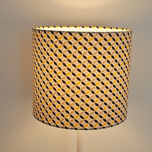 Abat-jour / Suspension cylindrique - tambour - moderne - geometrique - lampe - plafonnier - noir et jaune