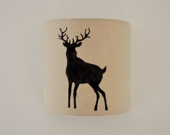 Wall light - black deer - beige linen fabric - half-moon - decoration - animal - hunting