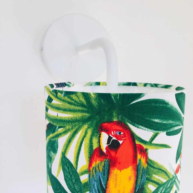 Metal and shade applied in tropical fabric with foliage and parrot image 3