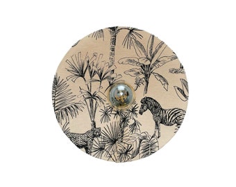Applique murale ronde orientable avec un tissu savane beige et noir