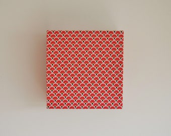 Applique murale - rouge et doré - eventail  - demi-cylindrique - demi lune - carré - luminaire - tissu japonais