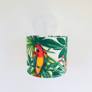 Metal and shade applied in tropical fabric with foliage and parrot image 1