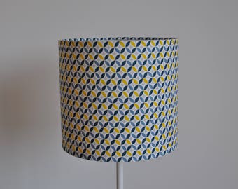 Abat-jour / Suspension - noir jaune et bleu - cylindrique - tambour - moderne - geometrique - lampe - plafonnier - noir jaune et bleu