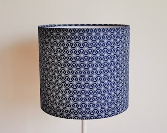 Abat-jour / Suspension - bleu marine -  cylindrique - tambour - moderne - lampe - tissu coton - formes geometriques - fuji