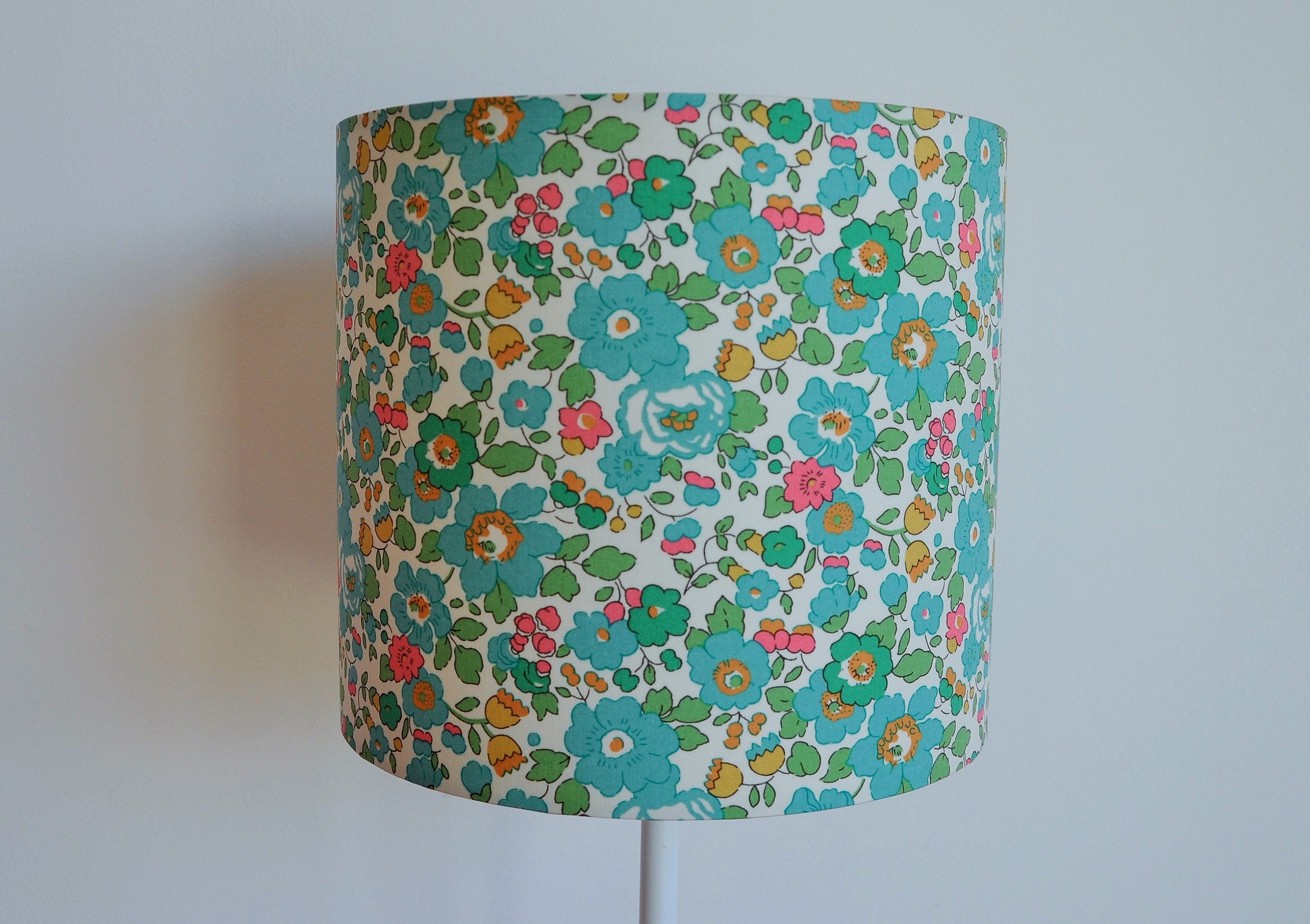 Abat-Jour/Suspension Cylindrique - Tambour Moderne Lampe Tissu Liberty Of London Betsy Menthe