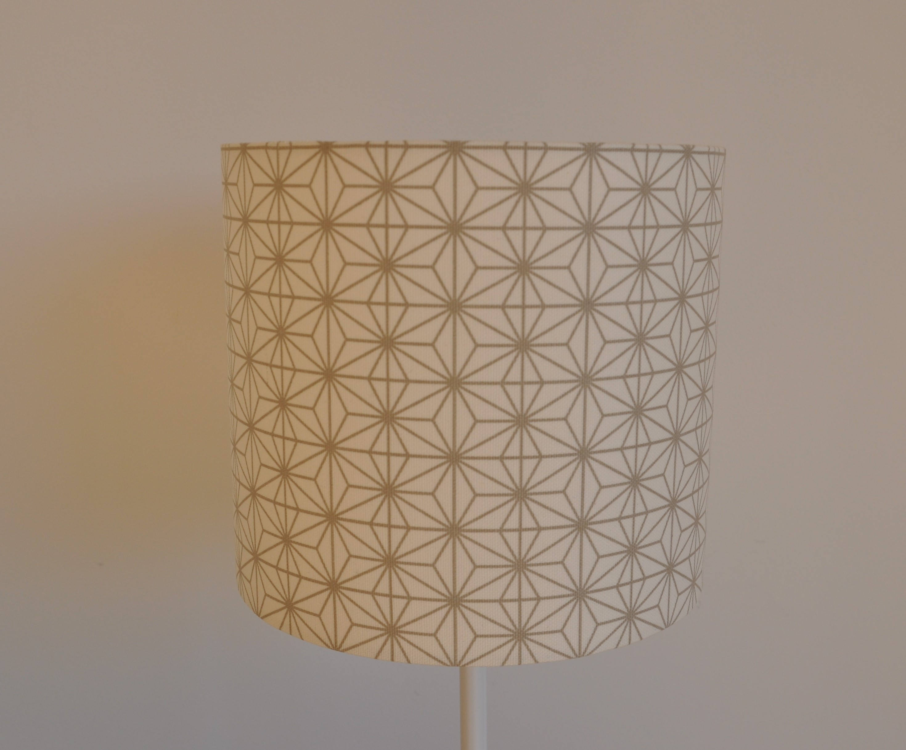 Abat-Jour/Suspension Gris - Cylindrique Tambour Moderne Lampe Tissu à Motifs Géometriques