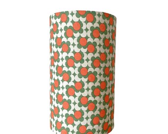 Applique Murale en Tissu fleurs orange et vert , au choix forme demi-cylindrique, tube ou carré