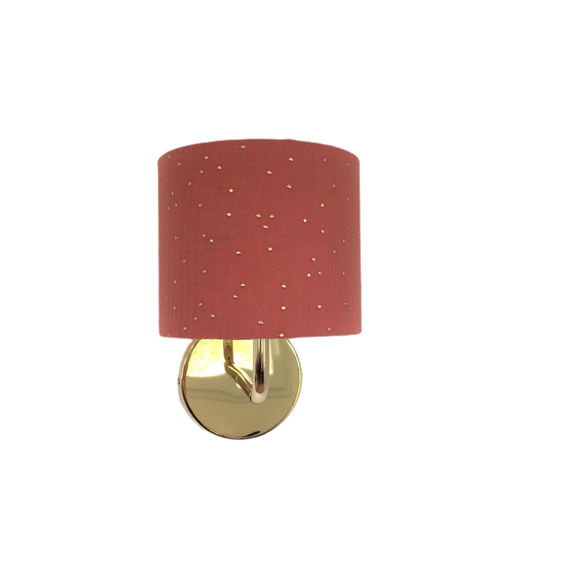 Applique en Métal avec Un Abat-Jour Tissu Double Terracotta