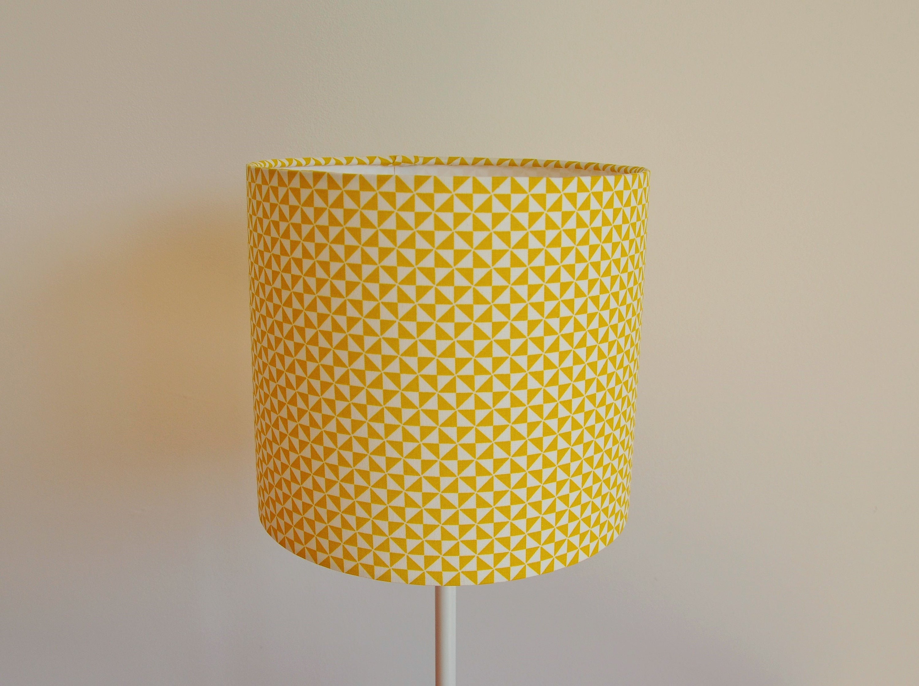 Abat-Jour/Suspension - Jaune Cylindrique Tambour Moderne Lampe Tissu Coton Formes Geometriques