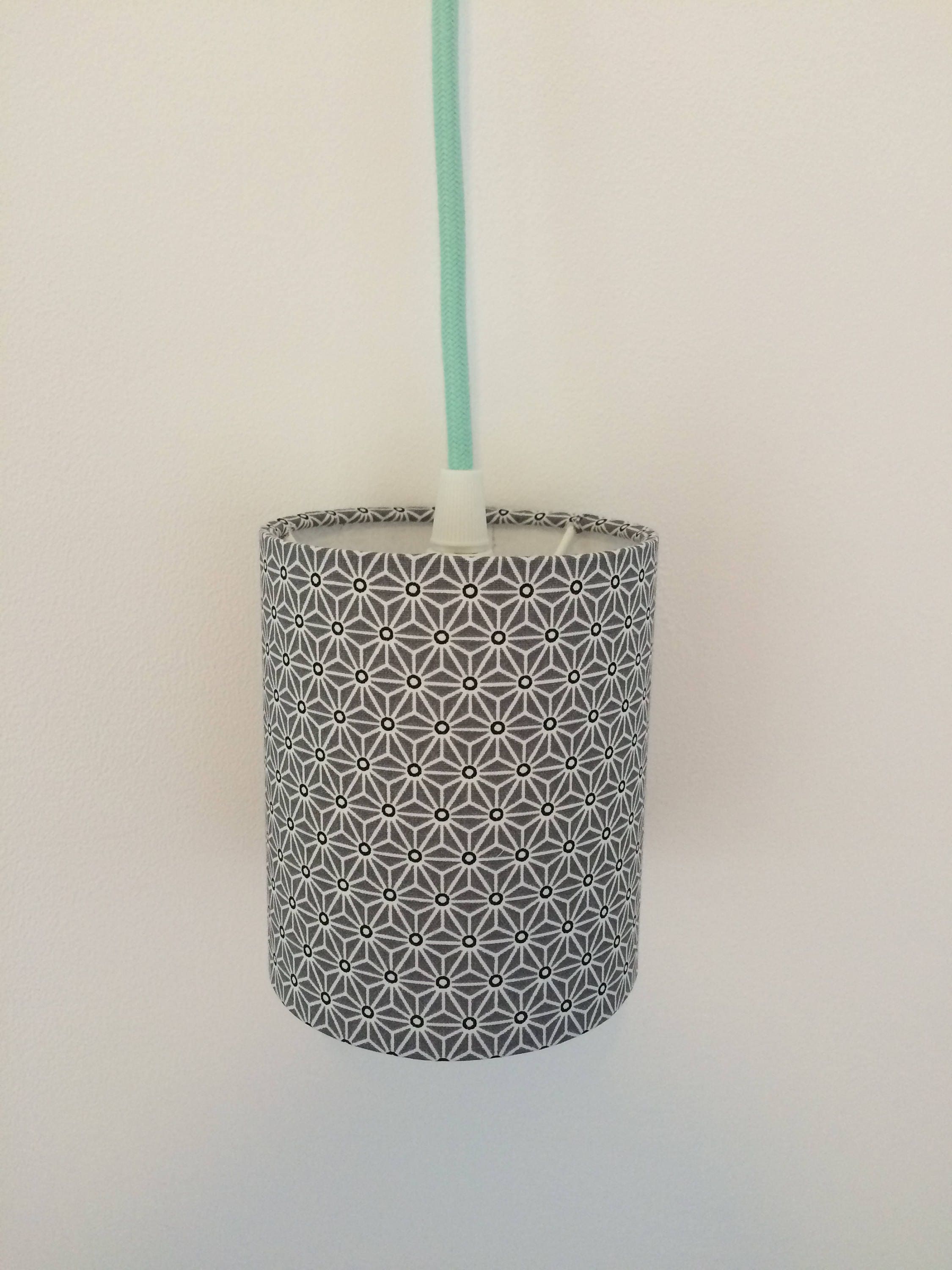 Lampe Baladeuse - Tissu Saki Gris Lampe Nomade Moderne Déco Chambre Enfant de Chevet Formes Géometri