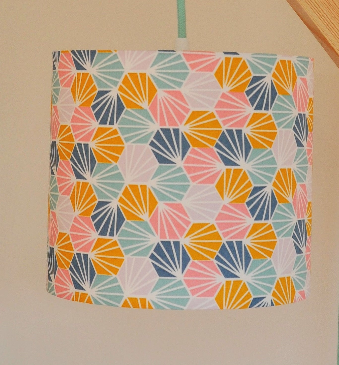 Abat-Jour/Suspension - Multicolore Cylindrique Tambour Moderne Lampe Formes Géometriques Bleu Canard