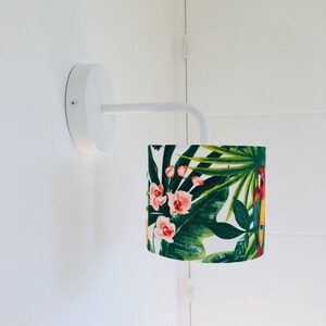 Metal and shade applied in tropical fabric with foliage and parrot image 4