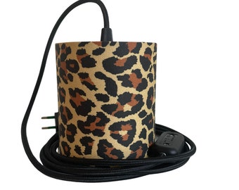 Lampe baladeuse abat-jour en tissu leopard