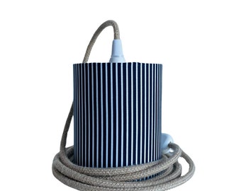 Lampe baladeuse abat-jour en tissu à rayures bleues et blanches