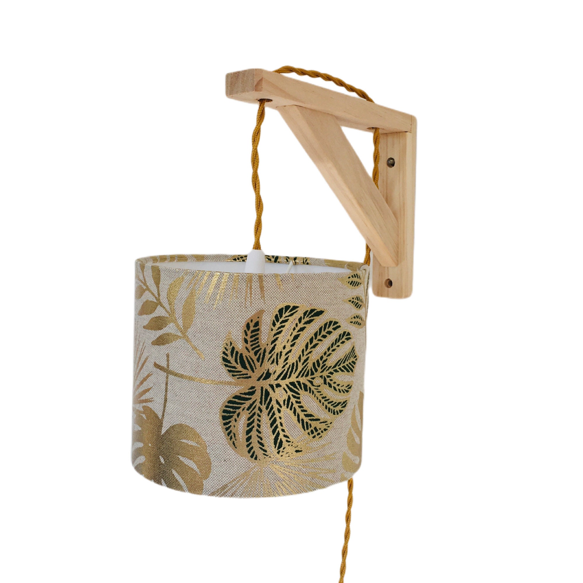 Lampe Équerre avec Un Tissu Feuillage Dorés