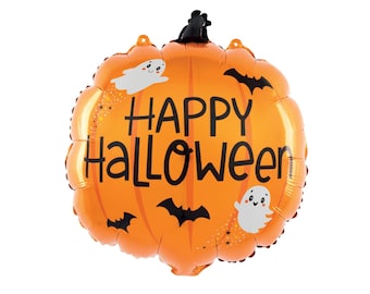 Halloween Pumpkin 18" Foil Balloon, Ghost & Bats, Halloween Party Decor