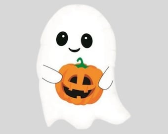 Halloween Ghost with Pumpkin 22" Foil Balloon, Party Decoration