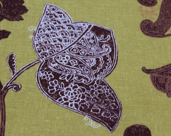 Lace Vintage Tulips with from Edinburgh Weavers  Fabric, Mustard Fabric, Purple Lace Tulips and Swirls Fabric. Floral Fabric