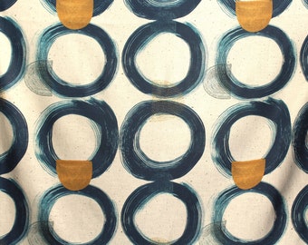 1.90m Cleopatra Design by EDINBURGH WEAVERS, Indigo Circles Fabric, Rare Collection, Geometric Design Fabric, Abstract Designer Craft Fabric