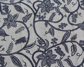 Jute Printed Floral Fabric for Craft Projects and Home Decor, Natural Burlap Fabric