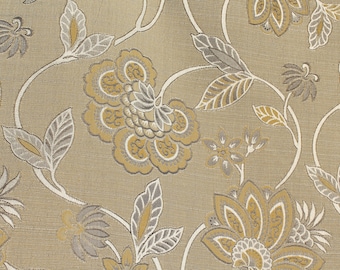 2.20 meters Floral Swirls Fabric by Ashley Wilde, Botanical Design Fabric, Pistachios Color Fabric, Floral Swirls & Leaves Woven Fabric