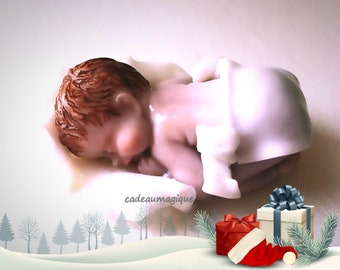 Naked baby, white cloth in fimo: adorable pregnancy announcement