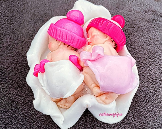 Baby girl duo in fimo for birth twins