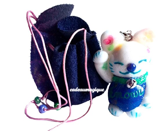 miniature leather purse kawaii lucky charm in fimo original gift idea