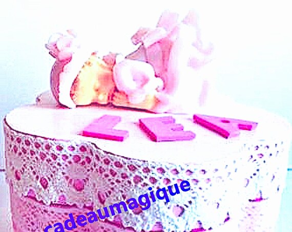 wooden flower box figurine fimo to customize: personalized gift idea
