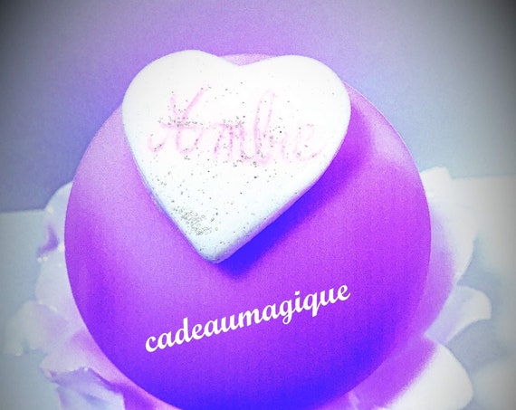 Bright ball in flower with personalized heart in fimo: new gift born