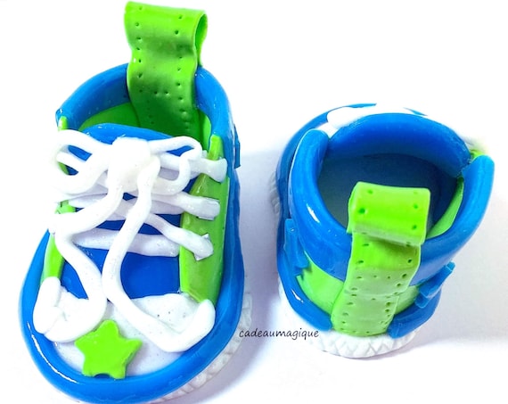fimo anise green turquoise sneakers: personalized birth gift
