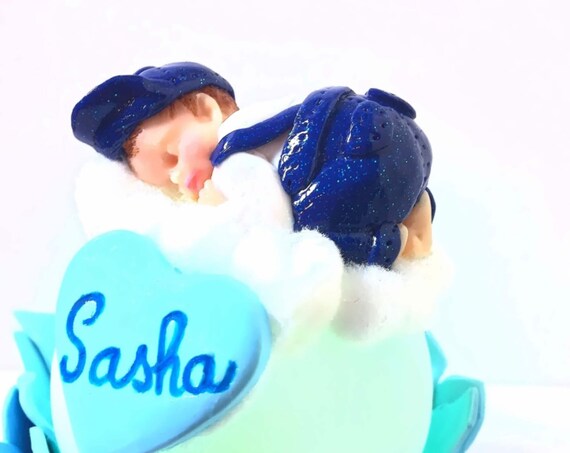 bebe nightlight - fimo figurine - pompom cushion - personalised birth gift