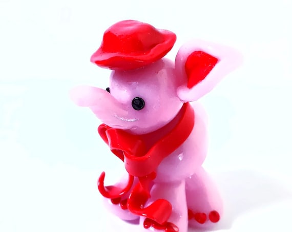 pink kawaii elephant, red fimo scarf: baby shower decorations