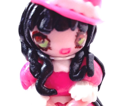 fimo doll, pink lolita dress in fimo: princess theme gift