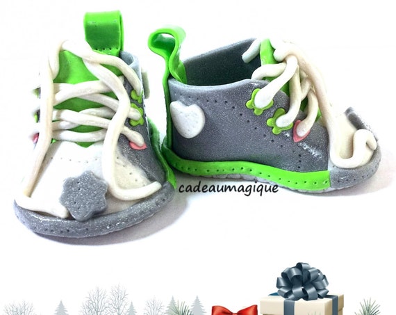 baby shoes - fimo basketball - personalised birth gift