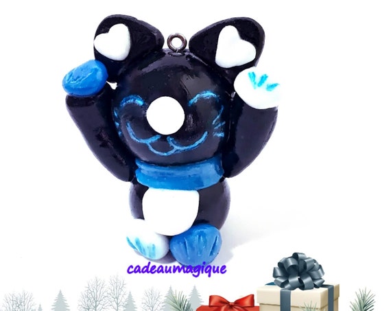 fimo figurine - black cat - maneki neko - gift party of the fathers - gift birthday woman