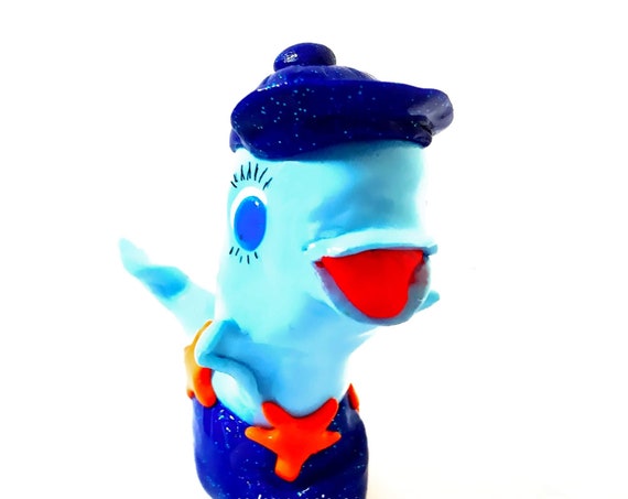 kawaii dolphin figurine in fimo for marine decoration