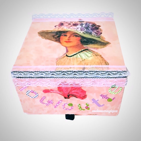 custom box -Louloutte- cardboard: deco vintage made in France