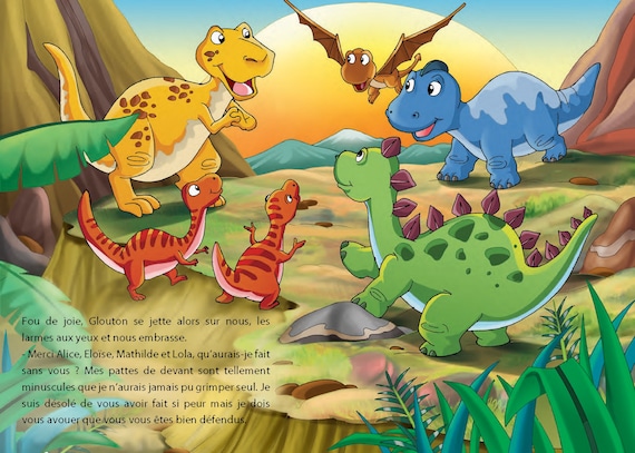 Livre Enfant Personnalise Dinosaure Illustration Originale Etsy