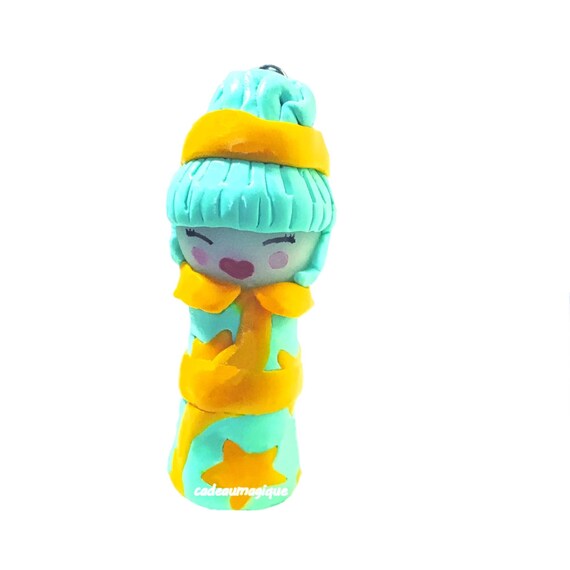 fimo doll - Japanese kimono - kokeshi sun charm