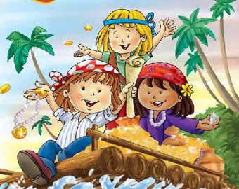 livre enfant personnalisé - l'île au trésor - illustration originale