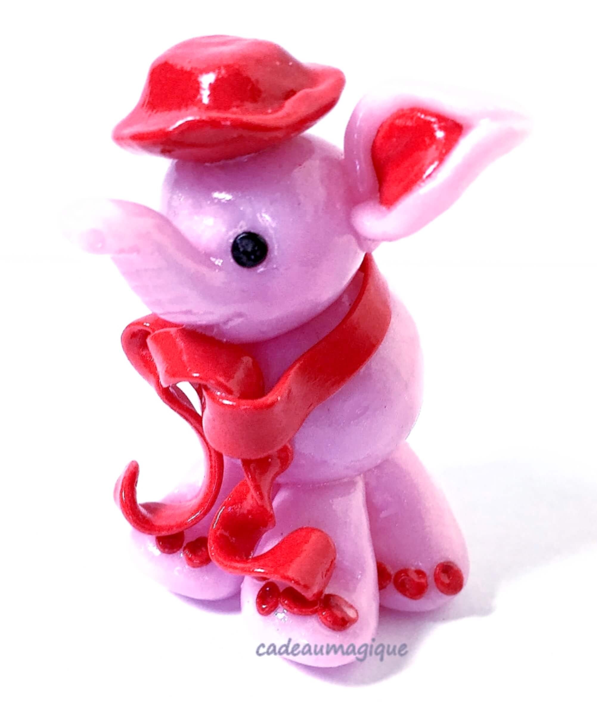 Pink Kawaii Elephant Red Fimo Scarf Baby Shower Decorations