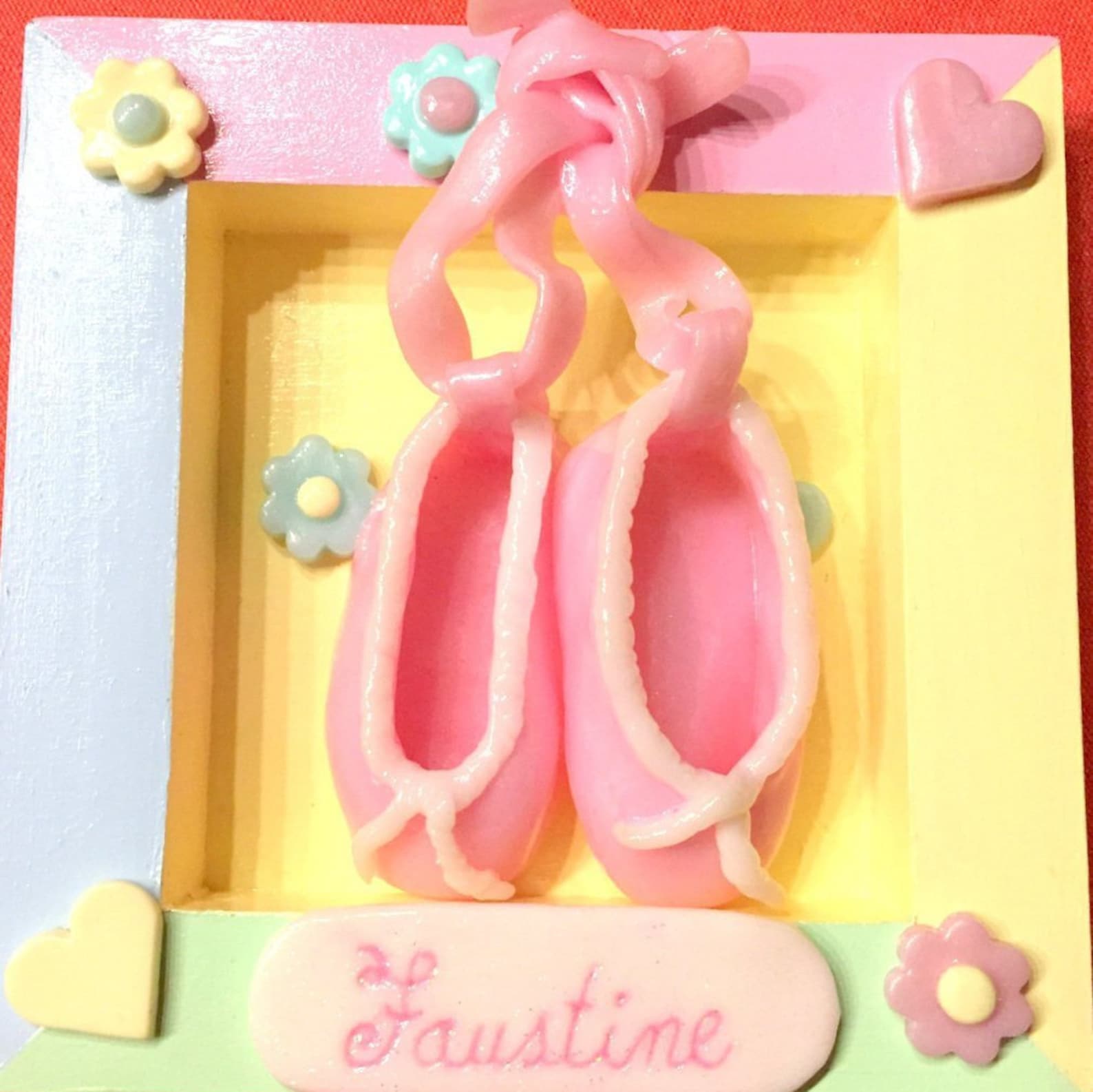 personalized door plate - frame wood - pastel - dance - ballet flats - fimo - cadeaumagique booties