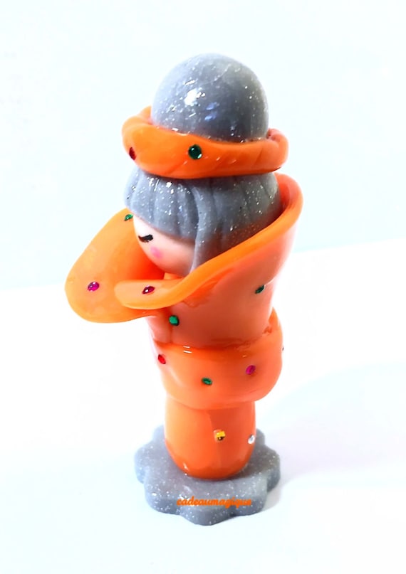 silver silver fimo doll kimono Japanese pearls: girl gift