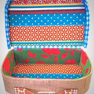 vintage suitcase in cardboard gypsy fabric: box a jewelry deco boho image 9