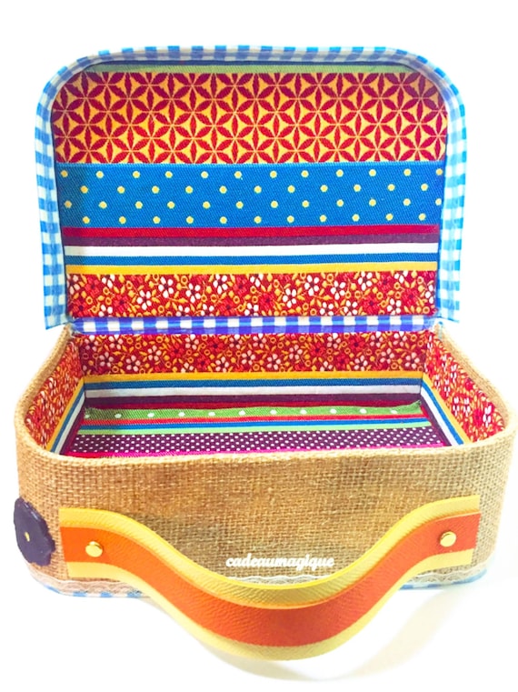vintage suitcase deco vichy gypsy carton: decorative gift box