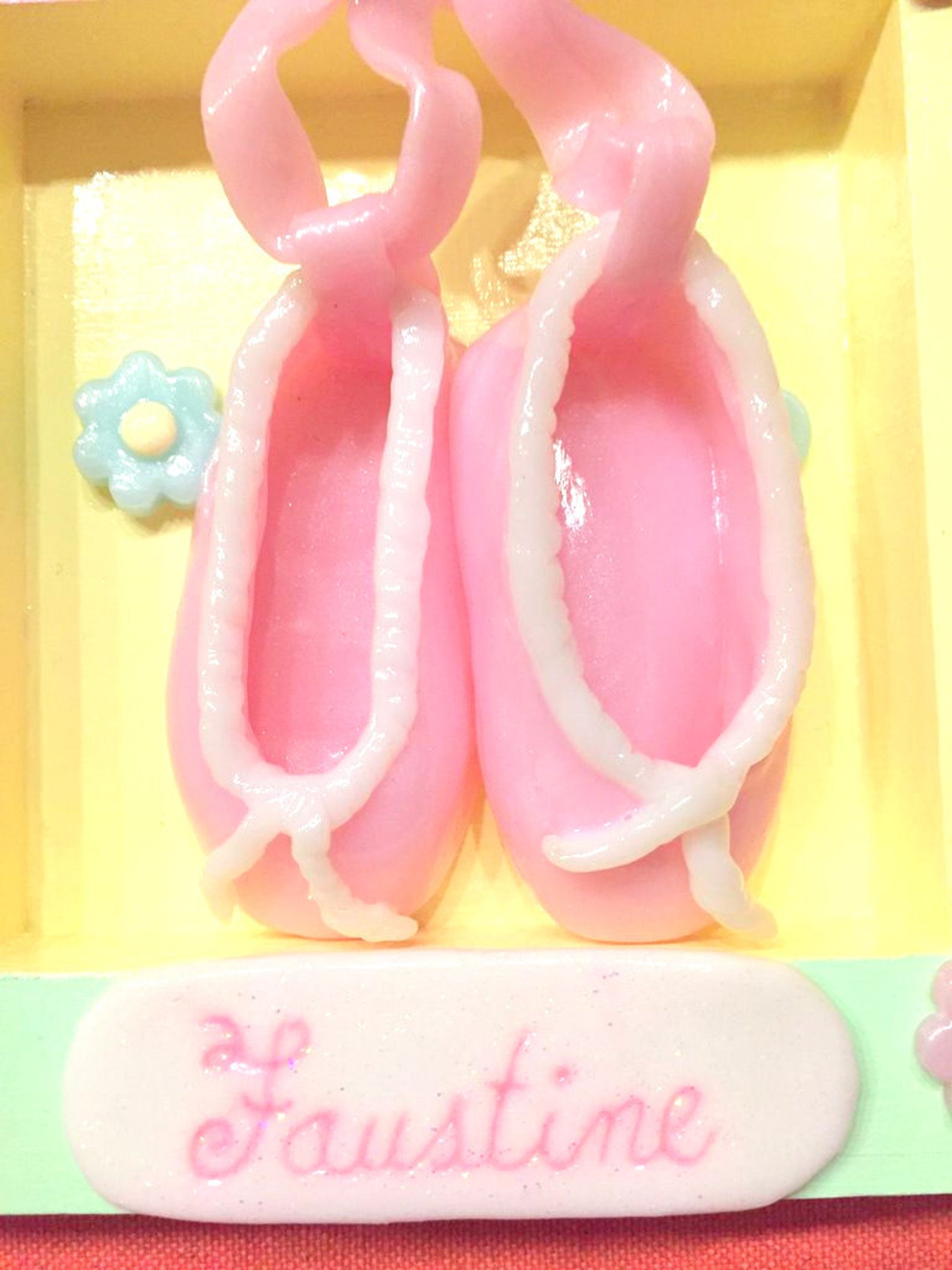 personalized door plate - frame wood - pastel - dance - ballet flats - fimo - cadeaumagique booties