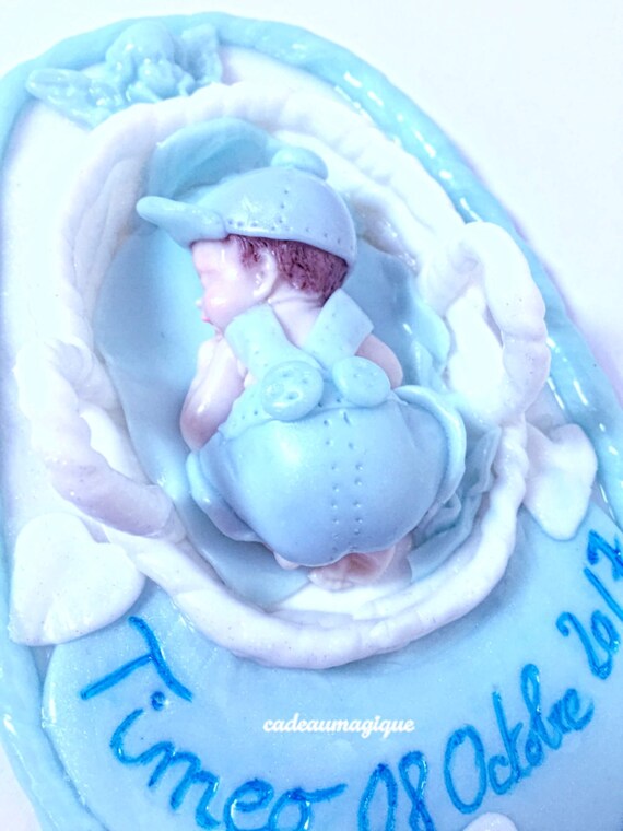miniature baby - white basket - fimo figurine - new gift does not personalize