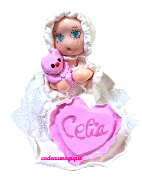 Stern Fimo White Dress Pink Teddy Bear Deco Room Bebe Etsy